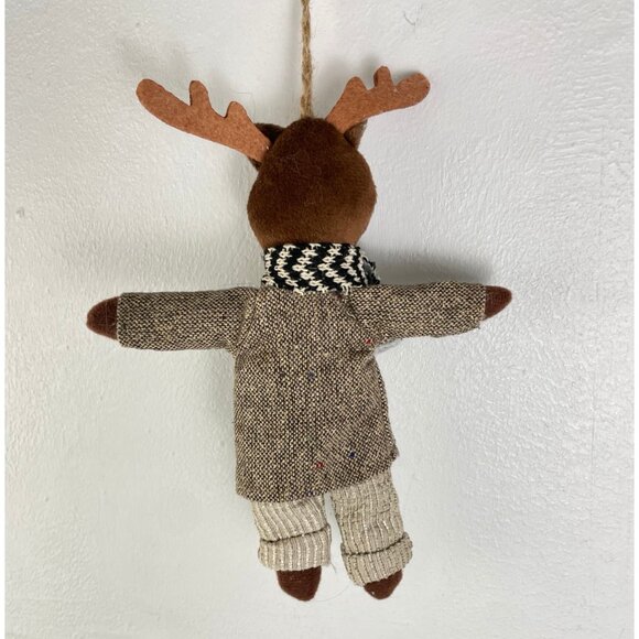 Christmas Ornament Moose in Clothes Suit Fabric Cute Plush Holiday Decoration - Picture 2 of 2